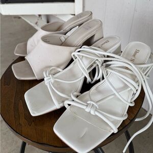 2 pairs of white heels